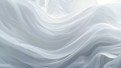 Obraz premium Dreamy abstract background featuring flowing white fabric waves on a light blue gradient, creating a serene and ethereal sense of movement.