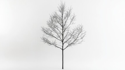 Fototapeta premium Bare winter tree studio shot, white background, 3D render, design