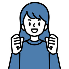 ガッツポーズをする女の子