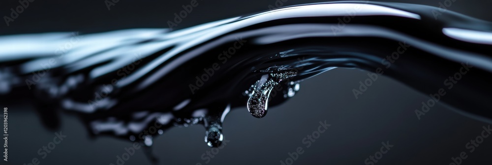 Poster Glimmering liquid movement captured in dark setting with focus on flowing texture. Generative AI