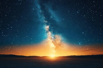 Naklejka premium a tranquil starry sky enveloped in warm tan hues creating a serene atmosphere perfect for reflecting on dreams and the mysteries of the universe