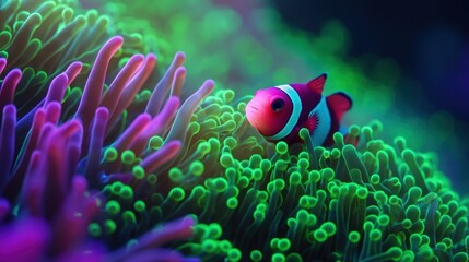 Clownfish hiding in vibrant coral reef, ocean (1)