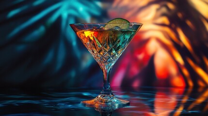 Martini, lime, neon, bar, drink, night, party, cocktail, glass, menu