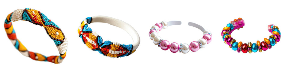 Colorful beaded bracelets and bangles in various styles
