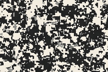 Digital camouflage background, army black, white, and gray color, with a blend of natural colors used for camouflage