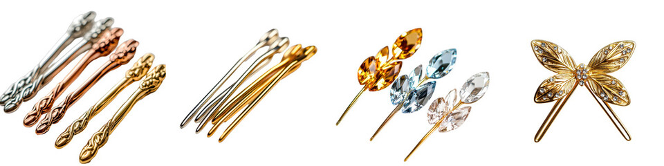 Hair accessories including decorative hairpins and clips