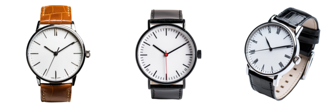Stylish watches with leather straps and minimalist designs