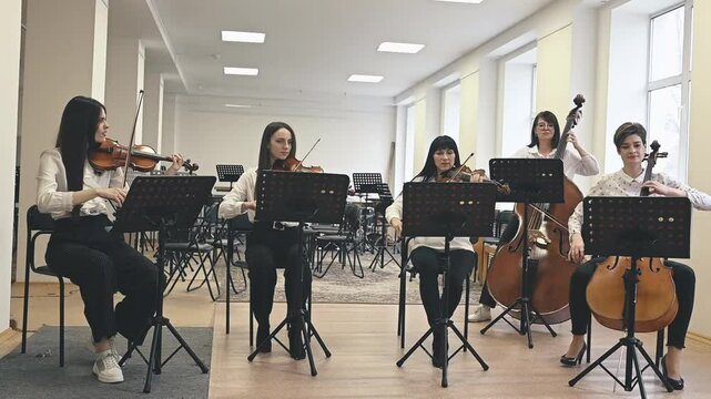 Group dynamics falter as musicians fail to align. Lack of practice or focus leads to disjointed performance, impacting emotional impact of music Ensemble difficulties string quintet