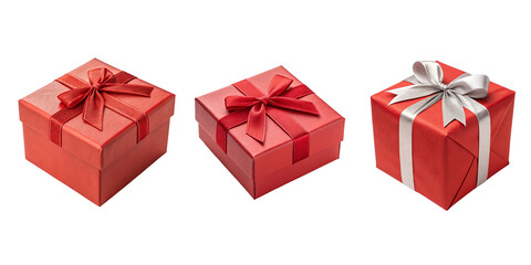 Obraz premium red gift box set isolated cutout with transparent background