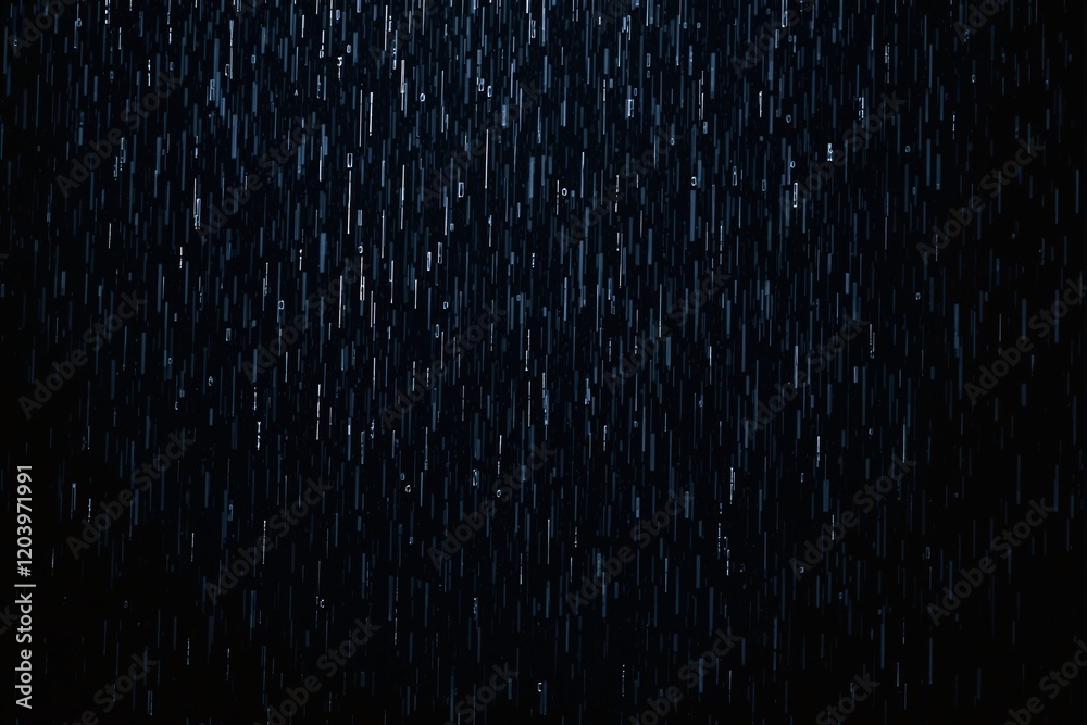 Poster abstract digital rain pattern with dark background and glowing light streaks.