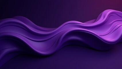 Abstract purple waves, fluid curves, 3D render, glossy surface, dark background