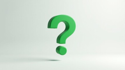 A Vibrant Green Question Mark, Isolated on a White Background, Representing Inquiry and Curiosity