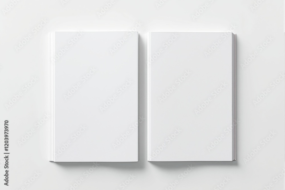 Poster blank open book mockup with white pages on clean background.