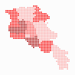 Armenia dotted map. Digital style map of the country on a white background. Armenia shape with circle dots. Colored dots style. Large size circles. Artistic vector illustration.
