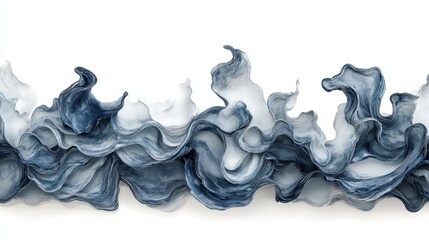 Abstract Blue and White Wave Pattern Fluid Swirls Dynamic 3D Render Modern Art Design