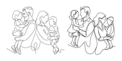 Happy Family Line Art