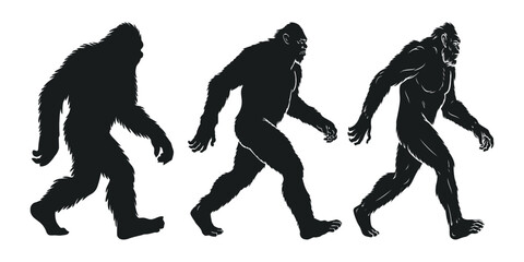  Vector Set of Gorilla  Silhouettes with white background