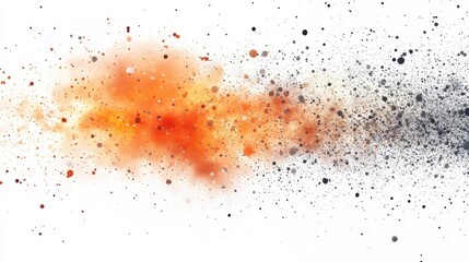 Abstract Orange and Grey Ink Splashes Watercolor Texture Artistic Background