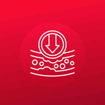 lower cholesterol line icon with artery, vector