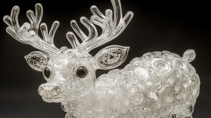 Obraz premium Intricate Glass Reindeer Sculpture Artistic Creation