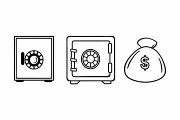 Safe and Vault Icons, safe and money, illustration of icons