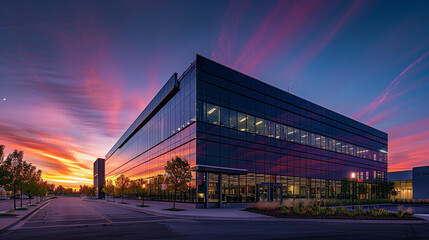Fototapeta premium Modern Office Building with Glass Facade
