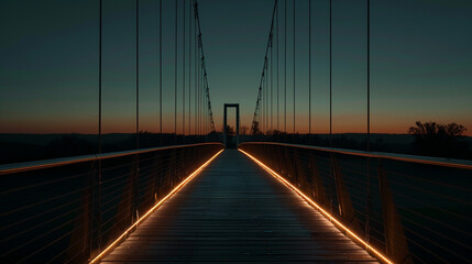 Suspension Bridge at Twilight with Scenic Views
