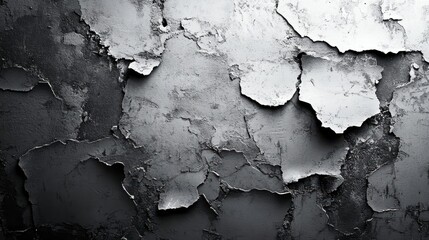 Fototapeta premium Dramatic Black and White Texture of Peeling Paint on a Wall Abstract Grunge Background