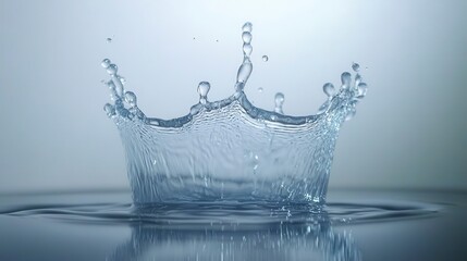 Stunning Water Splash Crown Crystal Clear Liquid Droplet Impact on Still Surface