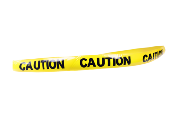 Yellow caution tape isolated on transparent or white background, png