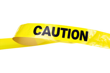 Yellow caution tape isolated on transparent or white background, png