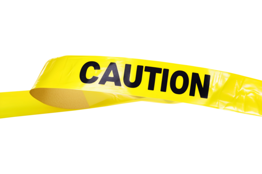 Yellow caution tape isolated on transparent or white background, png