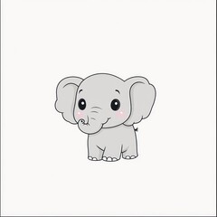 Fototapeta premium Cute baby elephant illustration, white background, children's book, card design
