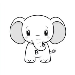 Fototapeta premium Cute elephant cartoon character, children's book illustration, possible use for kids' coloring book