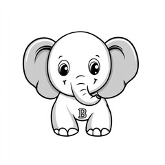 Obraz premium Cute cartoon elephant, simple design, perfect for children's books, coloring pages, or learning materials