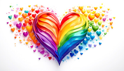 Fototapeta premium Herz mit Herzen in Regenbogenfarben 