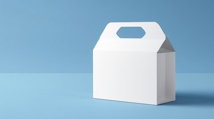 White takeout box mockup, blue studio, packaging design