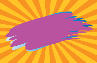 Abstract Sunburst Background with Pink Brush Stroke