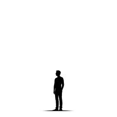 Obraz premium Minimalist Poster of a Solitary Figure Against a Clean White Background