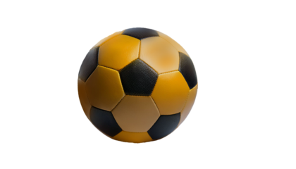 Classic Leather Soccer Ball Isolated on a transparent background, Featuring Traditional Hexagonal and Pentagonal Panels, Perfect for Sports Design, Football Enthusiasts, and Athletic-Themed