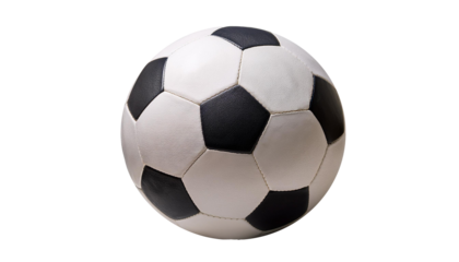 Classic Leather Soccer Ball Isolated on a transparent background, Featuring Traditional Hexagonal and Pentagonal Panels, Perfect for Sports Design, Football Enthusiasts, and Athletic-Themed