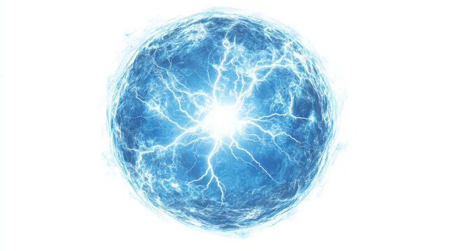 Abstract Blue Energy Sphere Electric Plasma Ball Lightning Power Energy Burst