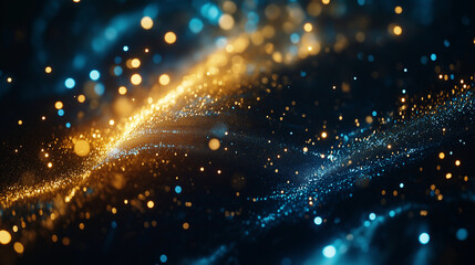 Fototapeta premium Abstract Glowing Bokeh Background with Golden and Blue Light Effects