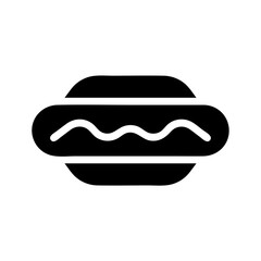 Hotdog icon with mustard. Concept of fast food and unhealthy eating.