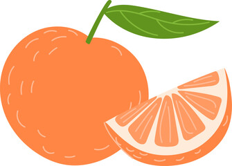 Whole Orange with a Slice Showing Juicy Orange Flesh