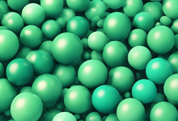 Gradient green teal abstract geometric spheres with texture effect retro poster background design.