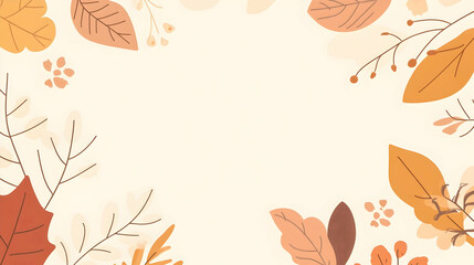 Autumn leaves border, fall design, cream background,  website banner