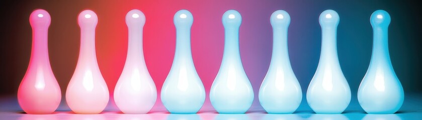 Ten bowling pins stand ready, classic game of skill and precision on the wooden lanes