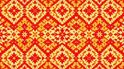 diamond seamless pattern. The ikat geometric folklore ornament displays tribal ethnic vector texture in Aztec style, reminiscent of folk embroidery from Indian, Moroccan, Turkish, and