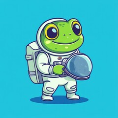 Fototapeta premium Cute frog astronaut in space suit (2)